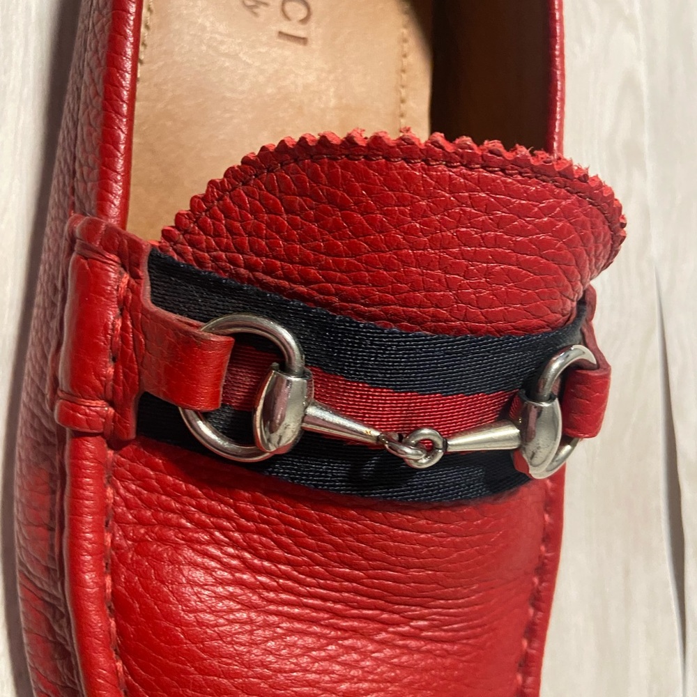 Gucci Red Leather Horsebit Drivers - Picture 8 of 16